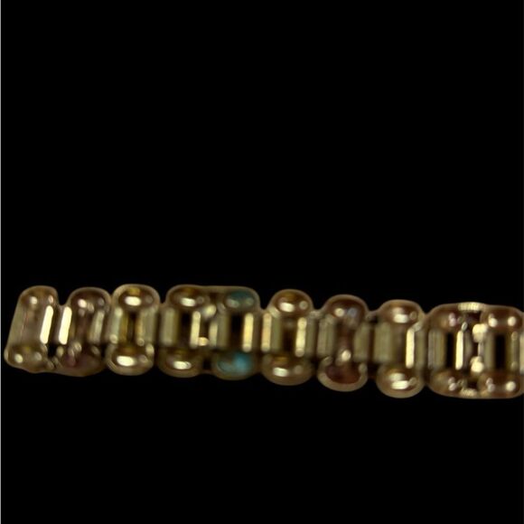 Vintage Signed Selro Selini AB Rhinestone Faux Pearl Bracelet Fold Over Clasp - Picture 2 of 4